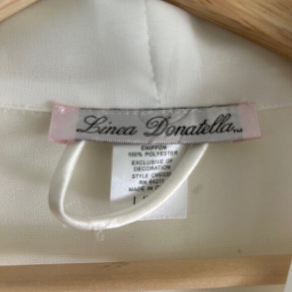 NWT Linea Donatella Short Robe Ivory Beaded Lace Satin Lingerie Bridal L/XL - Picture 7 of 7